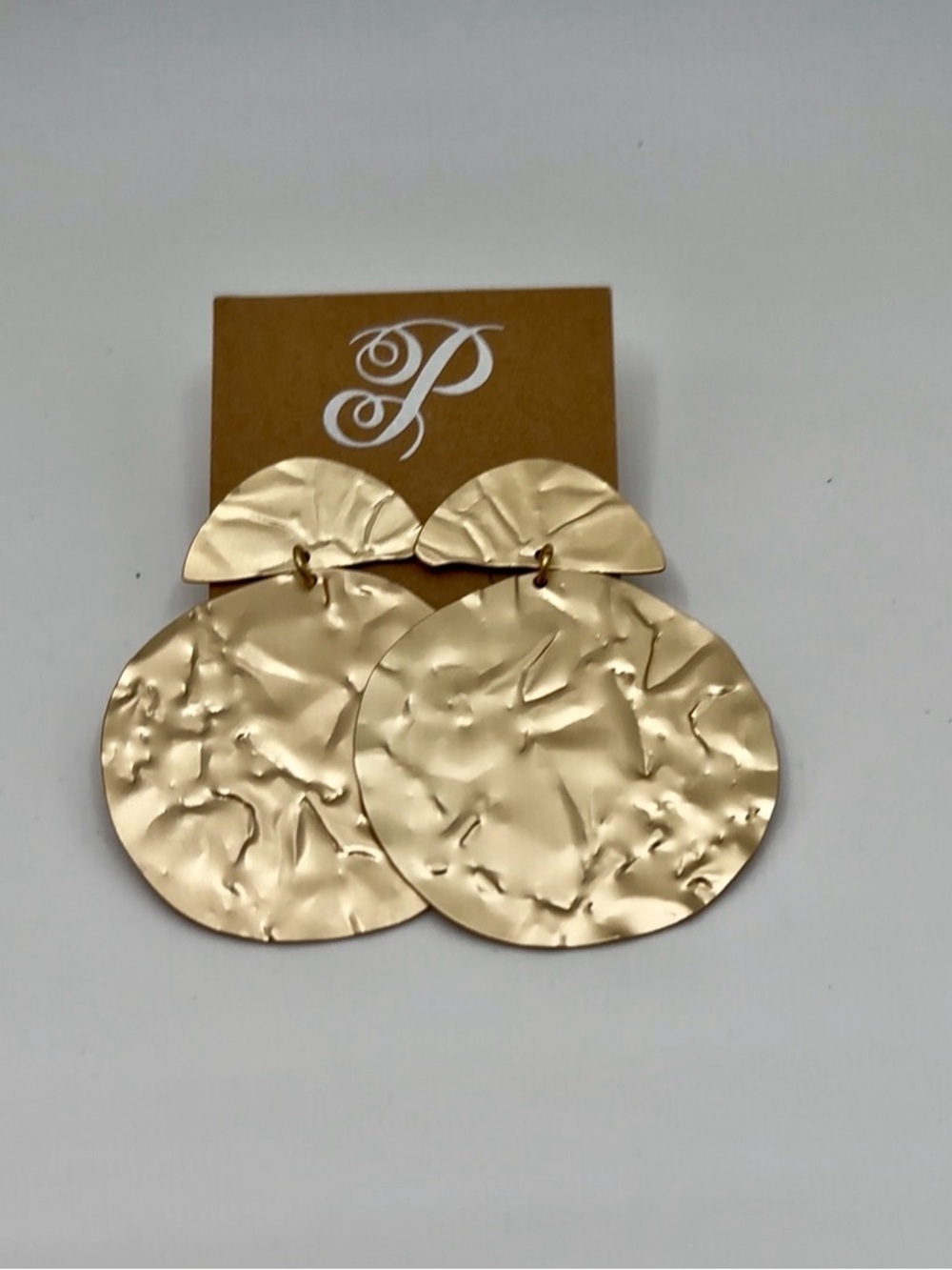 PLUNDER Goldtone Disc Bold Dangling Pierced Earrings